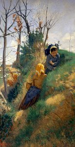 Pastoraalinen kohtaus, kirjoittanut Niccolo Cannicci (1846-1906), öljy kankaalle, 72x38 cm