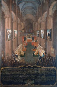 Trenton kirkolliskokouksen avajaisistunto vuonna 1545, yksityiskohta. tekijältä Niccolo Dorigati