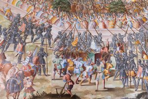 Yksityiskohta freskosta vuoden 1431 La Higueruelan taistelun taistelusalissa
