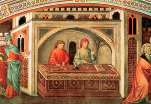 Tarina Pyhästä Matteuksesta, yksityiskohta Niccolo di Pietro Gerinin freskosta, n. 1400