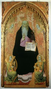 Pyhän Antoniuksen apotti pitelemässä antoniittien kirjaa, 1371. tekijältä Niccolo di Tommaso