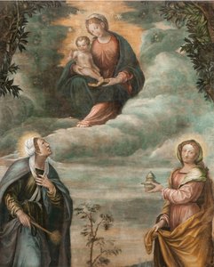 Tahraton Madonna Jeesuksen lapsen ja pyhien kanssa (öljy kankaalle)