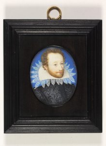 Herrasmies nimeltä Earl of Essex (vesiväri norsunluun) tekijältä Nicholas (school of) Hilliard