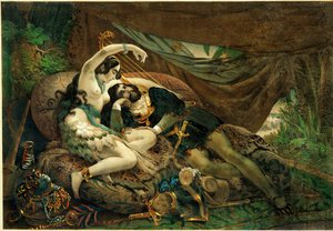 Meksikolainen Alaida, atsteekkien päällikön Zingarin sisar, Cortesin kanssa teltassaan ... tekijältä Nicholas Eustache (after) Maurin