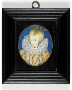 Nainen, joka on perinteisesti tunnistettu kuningatar Elizabeth I:ksi prinsessana (emali) tekijältä Nicholas Hilliard