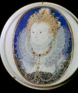 Nykyaikainen miniatyyrimuotokuva Elizabeth I:stä Englannista tekijältä Nicholas Hilliard