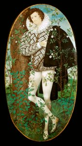 Pienoismuotokuva nuoresta miehestä, 1500-luku tekijältä Nicholas Hilliard