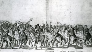 Kilvet 12 ja 13 paavi Klemens VII:n ja keisari Kaarle V:n saapumisesta Bolognaan 24. helmikuuta 1530, julkaistu noin 1530 tekijältä Nicholas Hogenberg
