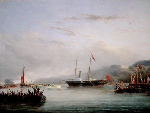 Ensimmäinen Victoria ja Albert -jahti Plymouthin edustalla (öljyä aluksella)