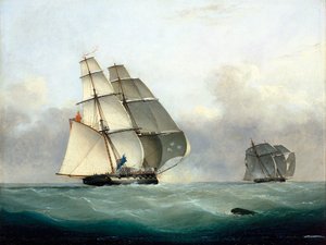 HMS "Acornin" vangitsema orjakauppalaiva "Gabriel", 6. heinäkuuta 1841. tekijältä Nicholas Matthews Condy