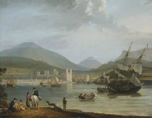 Caernarvonin linna ja lahti (öljy kankaalle) tekijältä Nicholas Pocock