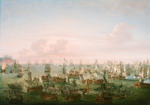 Trafalgarin taistelu, 21. lokakuuta 1805, taistelun loppu, noin 1808 (öljy kankaalle). tekijältä Nicholas Pocock