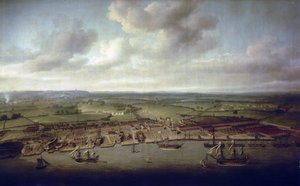 Woolwichin (Englanti) satamat ja telakat, kuninkaallisten rakennusten telakka 1500-luvulta lähtien. tekijältä Nicholas Pocock