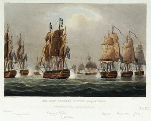 Sir Robert Calderin (1745-1818) merenkulkualan manööverit. tekijältä Nicholas Pocock
