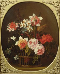 Kukkien asetelma korissa, 1700-luku tekijältä Nicholas Ricoeur