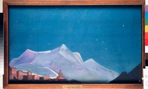 Hemisin kuninkaallinen luostari Tiibetissä. (Buddhalaisuus) Nicolas (Nicholas) Roerichin (1874-1947) maalaus, tempera kankaalle tekijältä Nicholas Roerich