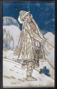 Pukuprojekti Alexandre Ostrovskin (1823-1886) näytelmään La demoiselle des neiges. (A. Ostrovskin pukusuunnittelu teatterinäytelmään Snow Maiden). Nicholas Roerichin (1874-1947) teos, tempera paperille tekijältä Nicholas Roerich