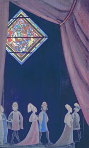 Luonnos Richard Wagnerin oopperaan "Tristan ja Isolde", 1910-luku tekijältä Nicholas Roerich