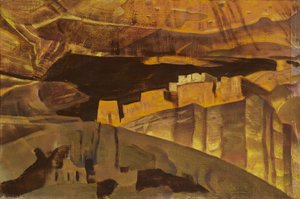 Valkoisen talon rauniot Canyon De Chellyssä, 1921 tekijältä Nicholas Roerich