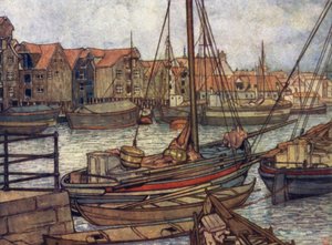 Norja: Bergenin veneet ja varastot (värilitho)