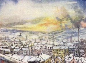 Norja: lintuperspektiivistä Christiania (värilitho)