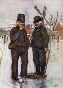 Vanhat hollantilaiset luistimet (väri litho) tekijältä Nico Jungman