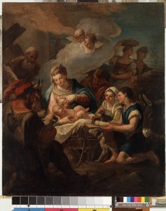 ""Kristuslapsen palvonta"" (Kristuslapsen palvonta) Nicola Grassin (1682-1748) maalaus 1700-luvulta Mikalojus Konstantinas Ciurlionisin taidemuseo, Kaunas, Liettua tekijältä Nicolò Grassi