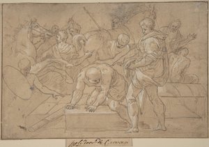 Historiallinen kohtauksen kokoonpanotutkimus Chapelle de Guiselle, 1500-luku. tekijältä Nicolò dell