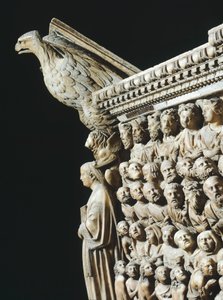 Pergamon tai saarnatuoli, kirjoittanut Nicola Pisano (aktiivinen 1258-1278), Detail, Sienan katedraali, Toscana, 1265-1269 tekijältä Nicola Pisano