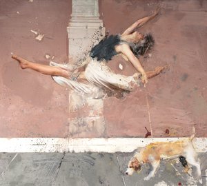 Ballerina koiran kanssa, 2021 (öljy kankaalle)