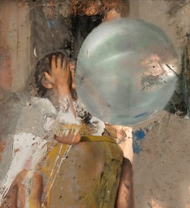 Bubble VI (Istuva tyttö), 2020 (öljy kuparille)