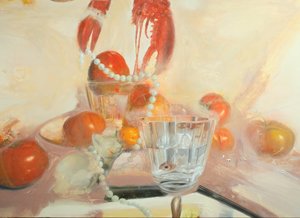 Kissa kalan kanssa, 2011 (öljy kankaalle) tekijältä Nicola Pucci
