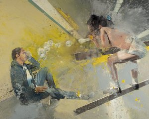 Pikkutyttö kuplii Metro, 2021 (öljy kankaalle)