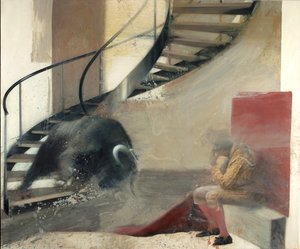 Porrashärkä ja härkätaistelija I, 2013 (öljy kankaalle) tekijältä Nicola Pucci