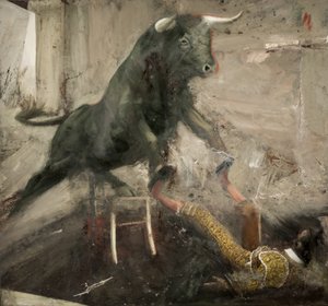 Toro-tuoli ja torero, 2017 (öljy kankaalle) tekijältä Nicola Pucci