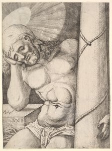 Surujen mies pylväässä, 1523. tekijältä Nicolaas Hogenberg