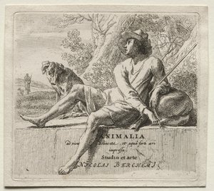 Animalia: Frontispiece, Shepherd ja Dog tekijältä Nicolaes Berchem