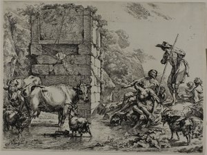 Lehmän juominen tekijältä Nicolaes Berchem