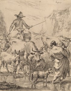 Lauma ylittää puron. tekijältä Nicolaes Berchem