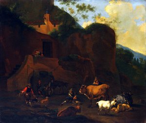 Talonpojat ja karja, 1600-luku tekijältä Nicolaes Berchem