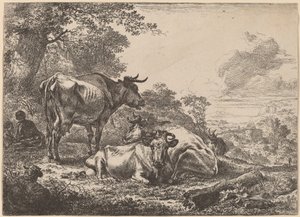 Lepäävät lehmät. tekijältä Nicolaes Berchem