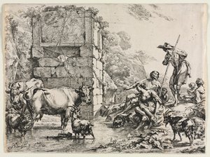 Lehmän juominen tekijältä Nicolaes Berchem
