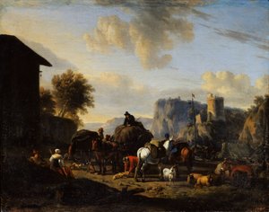 Loput saattueesta, 1600-luku tekijältä Nicolaes Pietersz. Berchem