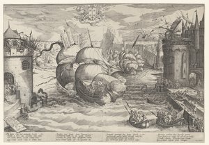 Damiaatin ottaminen ja ketjun voittaminen, 1219 tekijältä Nicolaes Jansz. Clock
