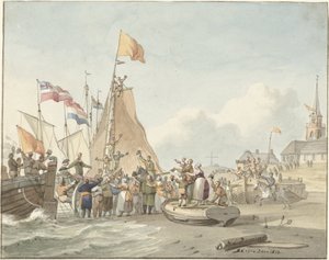 Prinssi Willem Frederikin saapuminen Scheveningeniin 30. marraskuuta 1813 tekijältä Nicolaes Lodewick Penning (signed by artist)