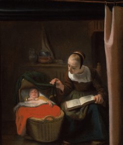 Nuori nainen kehdossa tekijältä Nicolaes Maes