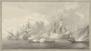Meritaistelu, mahdollisesti lähellä Kijkduinia 21. elokuuta 1673 tekijältä Nicolaes Muys
