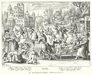 Talven iloja (kuparikaiverrus) tekijältä Nicolaes de (after) Bruyn