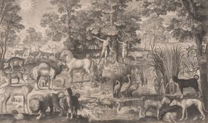 Aadam ja Eeva paratiisissa, 1631, 1631. tekijältä Nicolaes de Bruyn