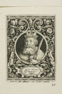 Kaarle Suuri, levy seitsemän teoksesta The Nine Worthies (Yhdeksän kunniakasta) tekijältä Nicolaes de Bruyn